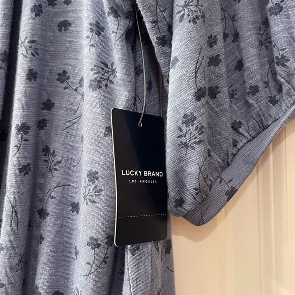 Lucky Brand Blue Ruched Puff Sleeve Blouse - Picture 3 of 4